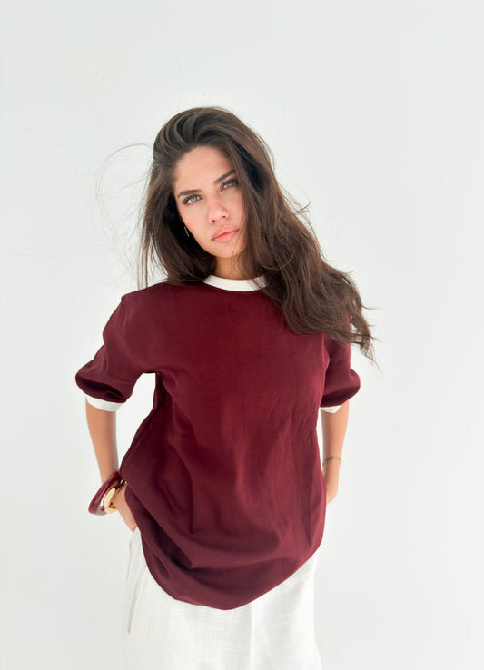 Originz Burgundy Ringer T-shirt