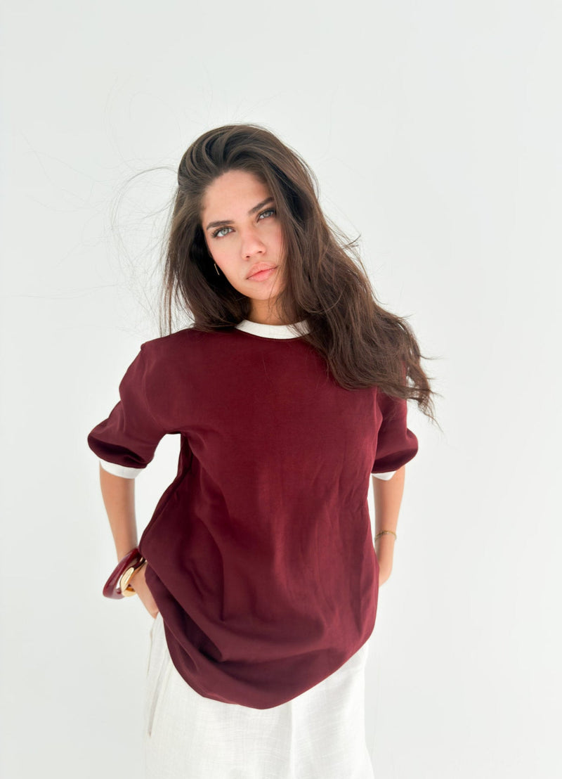 Originz Burgundy Ringer T-shirt